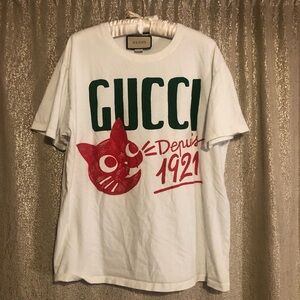 Gucci White Retro Cat Tee